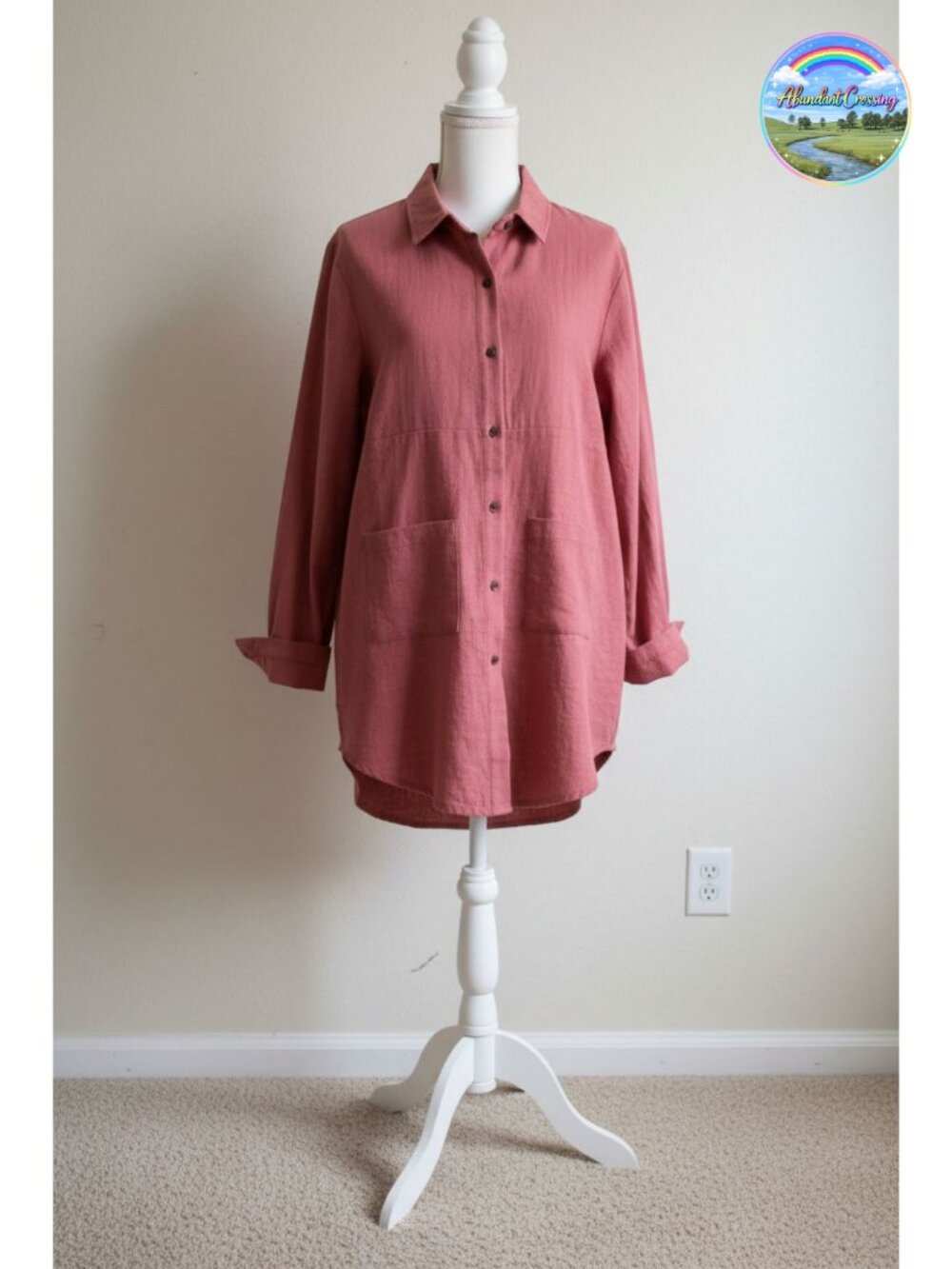 Women's Linen Button Down Long Sleeve Tunic Top